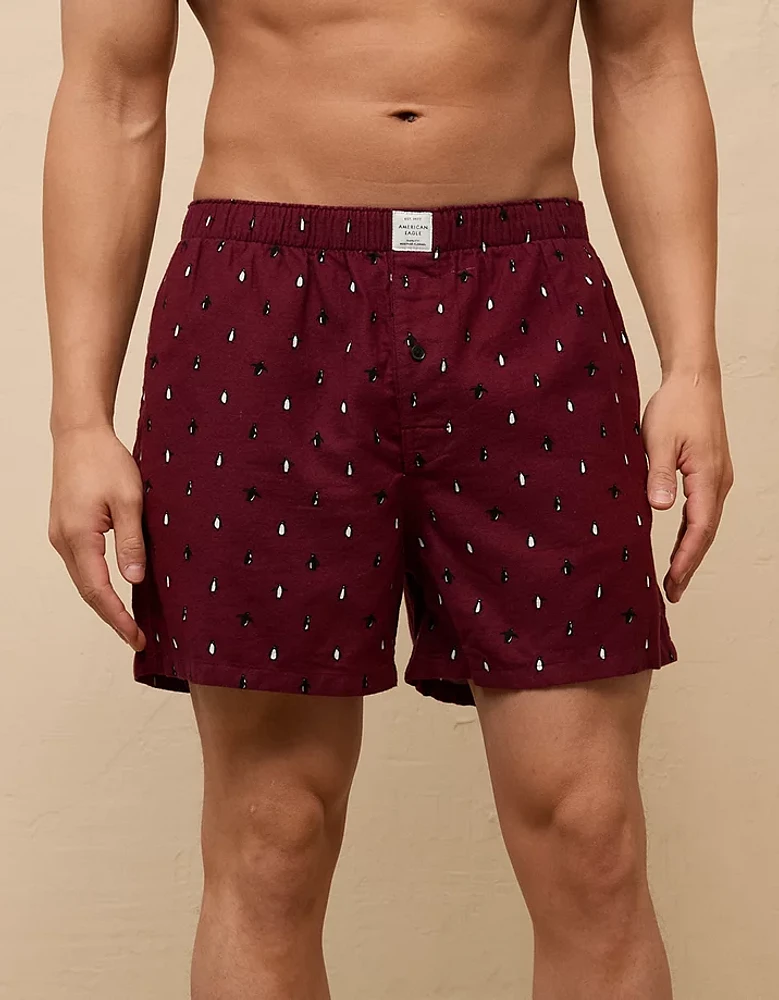 AEO Men's Tiny Penguins Flannel Pocket Boxer Short