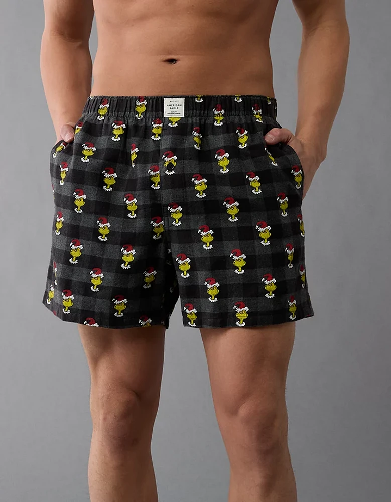 AEO Grinch Santa Flannel Pocket Boxer Short