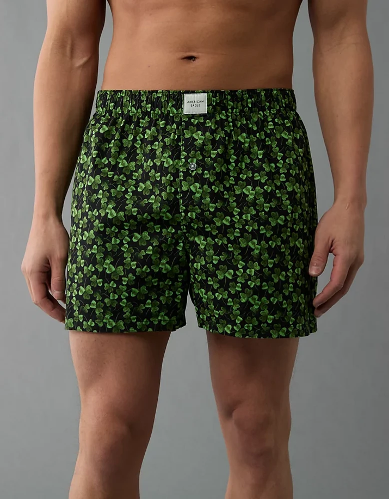 AEO Men's St. Patrick's Day Clovers Stretch Boxer Short