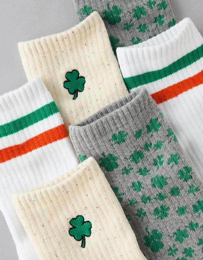 Lot de trois paires de mi-chaussettes en tissu éponge de la Saint-Patrick AE