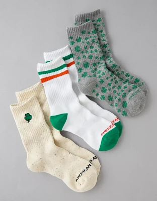 AE St. Patrick's Day Terry Crew Socks 3-Pack