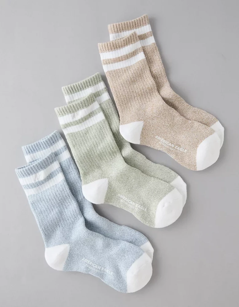 AE Striped Terry Crew Socks 3-Pack