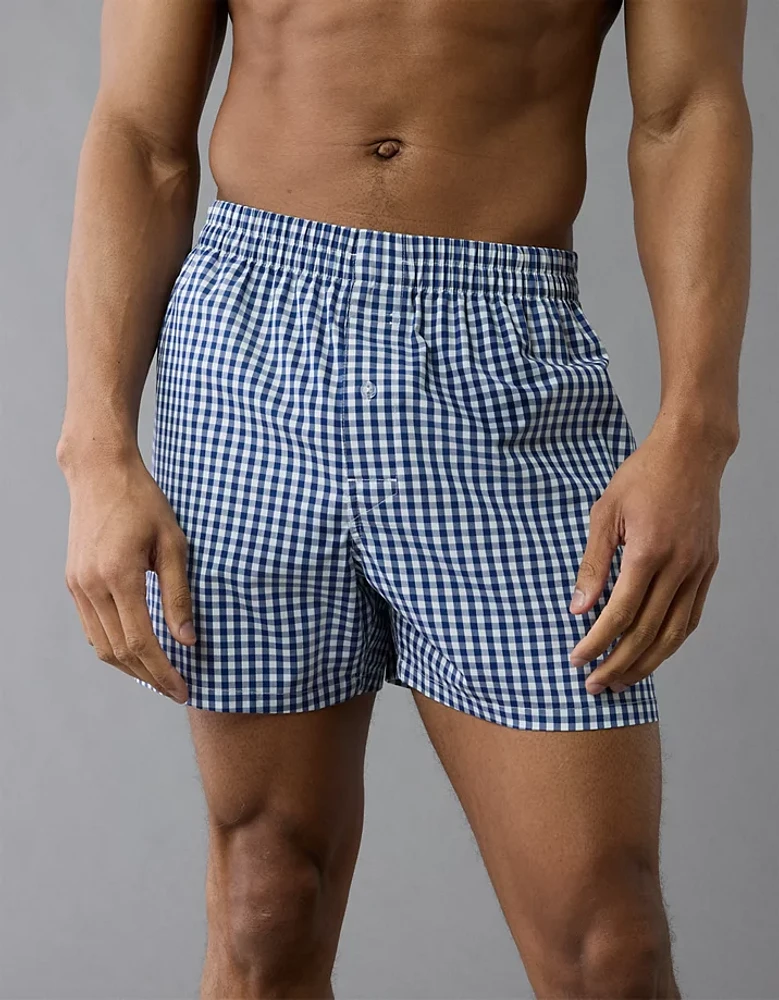 Caleçon boxeur à poche en popeline carreaux pour hommes AEO
