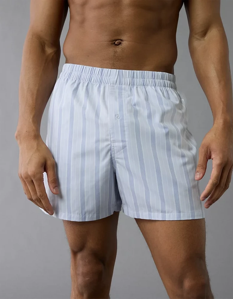 Caleçon boxeur à poche en popeline rayée pour hommes AEO