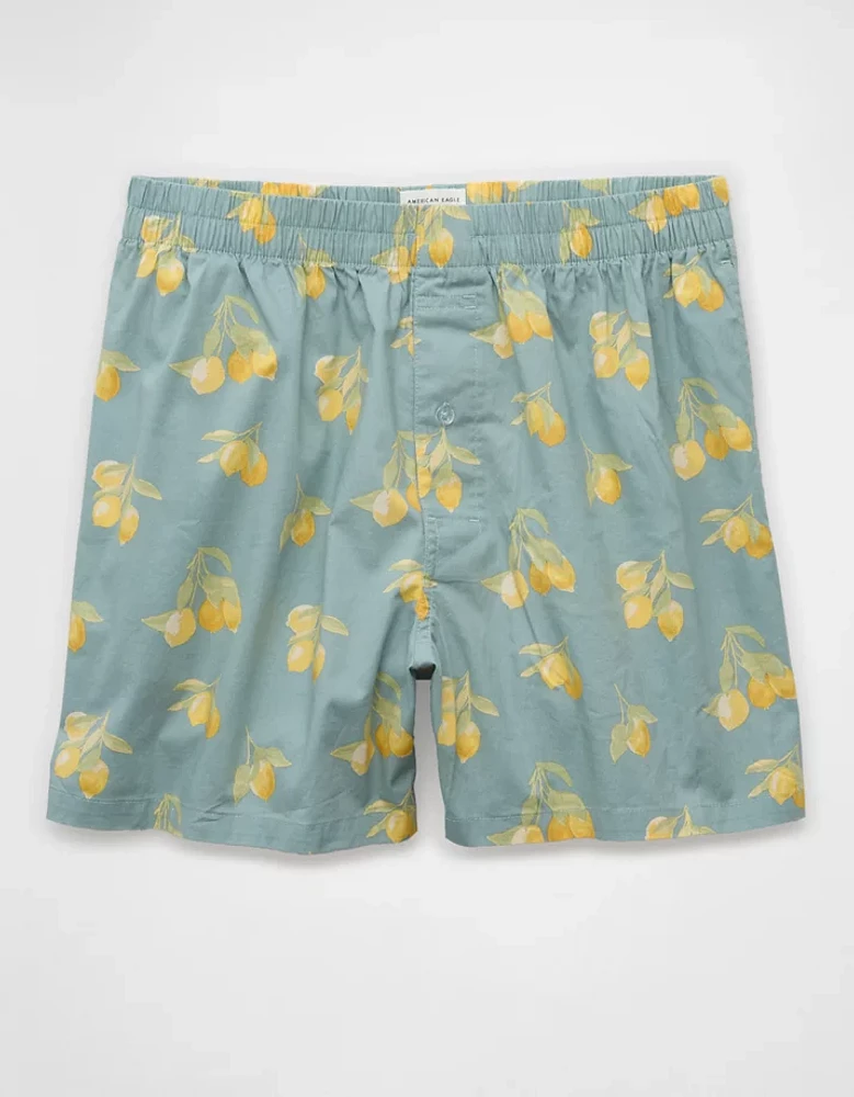 Caleçon boxeur à poche en popeline citrons pour hommes AEO