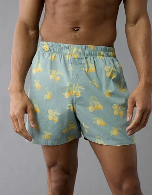 Caleçon boxeur à poche en popeline citrons pour hommes AEO