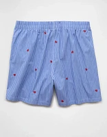 Caleçon boxeur à poche en popeline rayée cœurs pour hommes AEO
