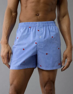 Caleçon boxeur à poche en popeline rayée cœurs pour hommes AEO