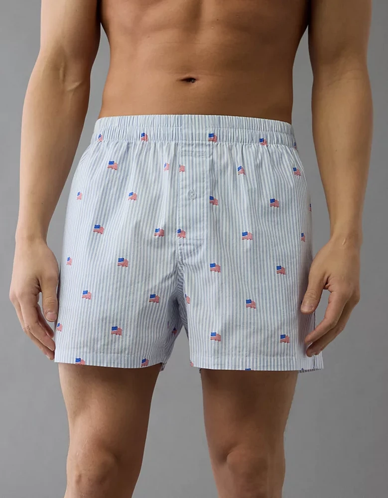 Caleçon boxeur à poche en popeline drapeau américain pour hommes AEO