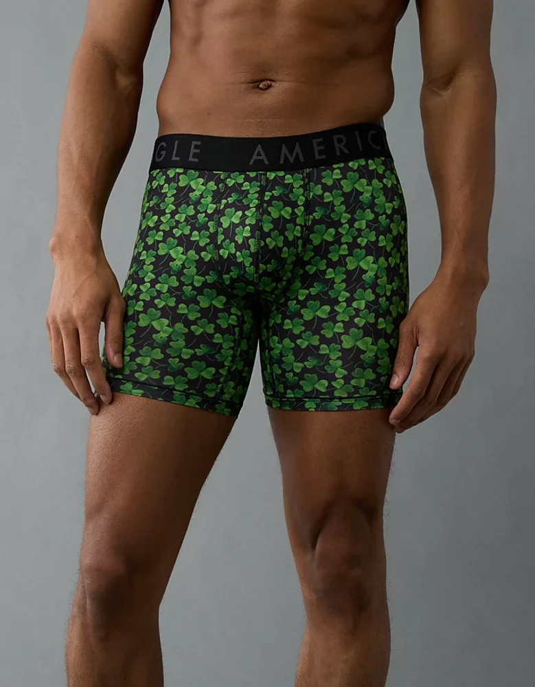 AEO Men's St. Patrick's Day Watercolor Clovers 6" Flex Boxer Brief