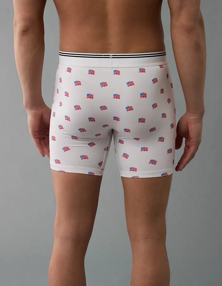 Caleçon boxeur ajusté ultradoux de 6 po étoiles et rayures États-Unis pour hommes AEO