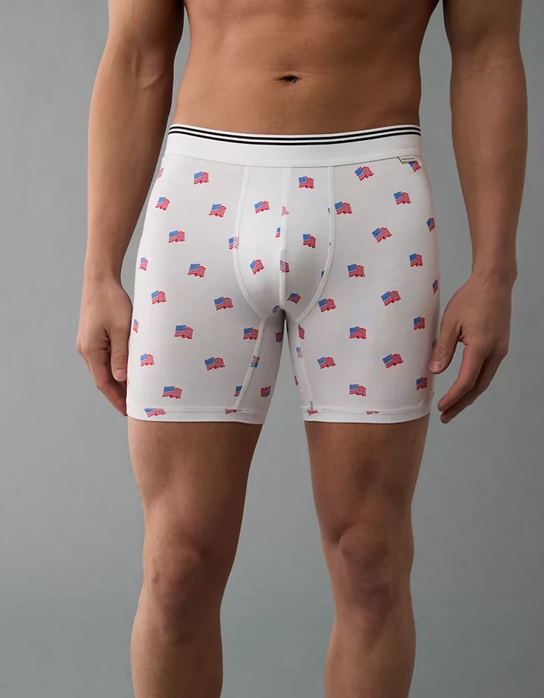 Caleçon boxeur ajusté ultradoux de 6 po étoiles et rayures États-Unis pour hommes AEO