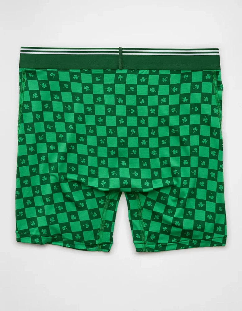 AEO Men's St. Patrick's Day Clover Check 6" Ultra Soft Boxer Brief