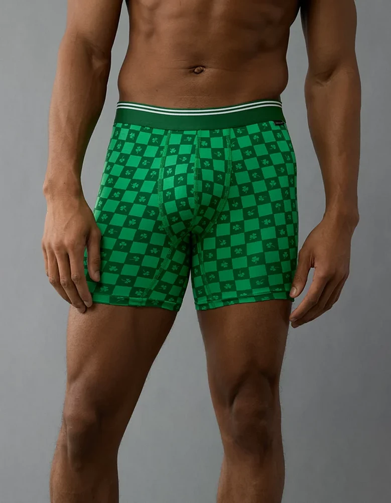 AEO Men's St. Patrick's Day Clover Check 6" Ultra Soft Boxer Brief