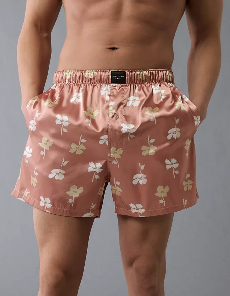 AEO Men's Floral Satin Pocket Boxer Short