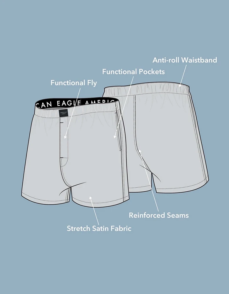 Caleçon boxeur à poche en satin imprimé pour hommes AEO