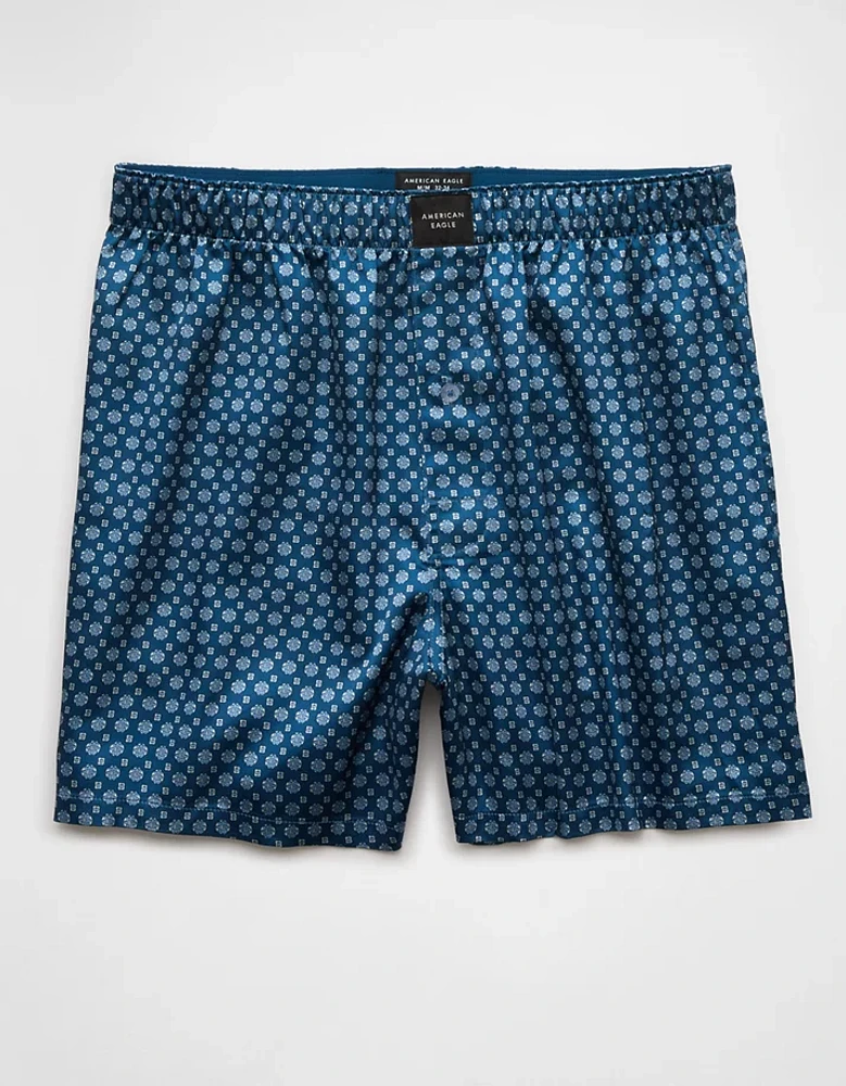 Caleçon boxeur à poche en satin imprimé pour hommes AEO