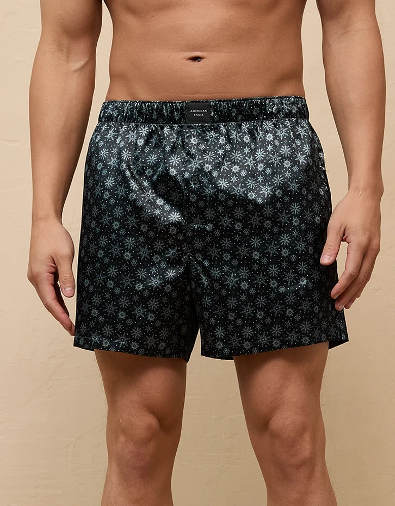 AEO Tiny Snowflakes Satin Pocket Boxer Short