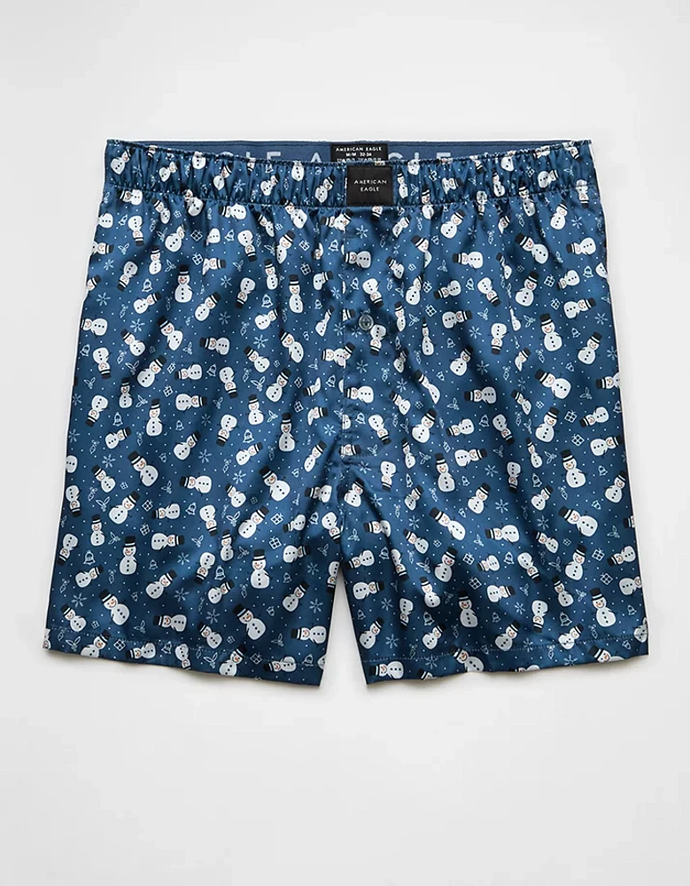 AEO Holiday Snowman Satin Pocket Boxer Short