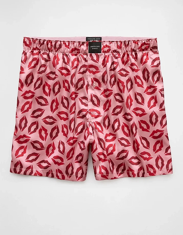 AEO Men's Valentine's Day Kisses Satin Pocket Boxer Short