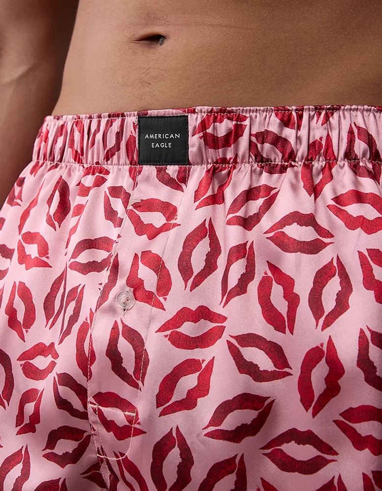 AEO Men's Valentine's Day Kisses Satin Pocket Boxer Short