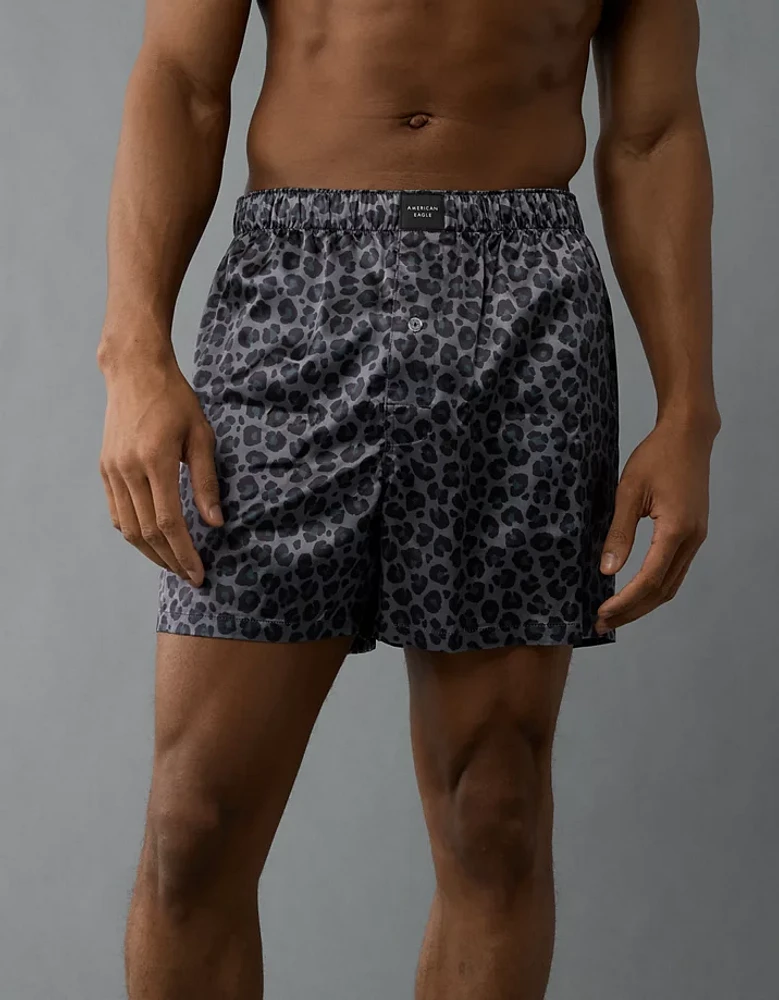 AEO Men's Leopard Satin Pocket Boxer Short