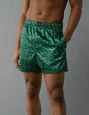 AEO Men's St. Patrick's Day Watercolor Clovers Satin Pocket Boxer Short