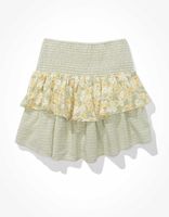 AE Mixed Print Tiered Mini Skirt