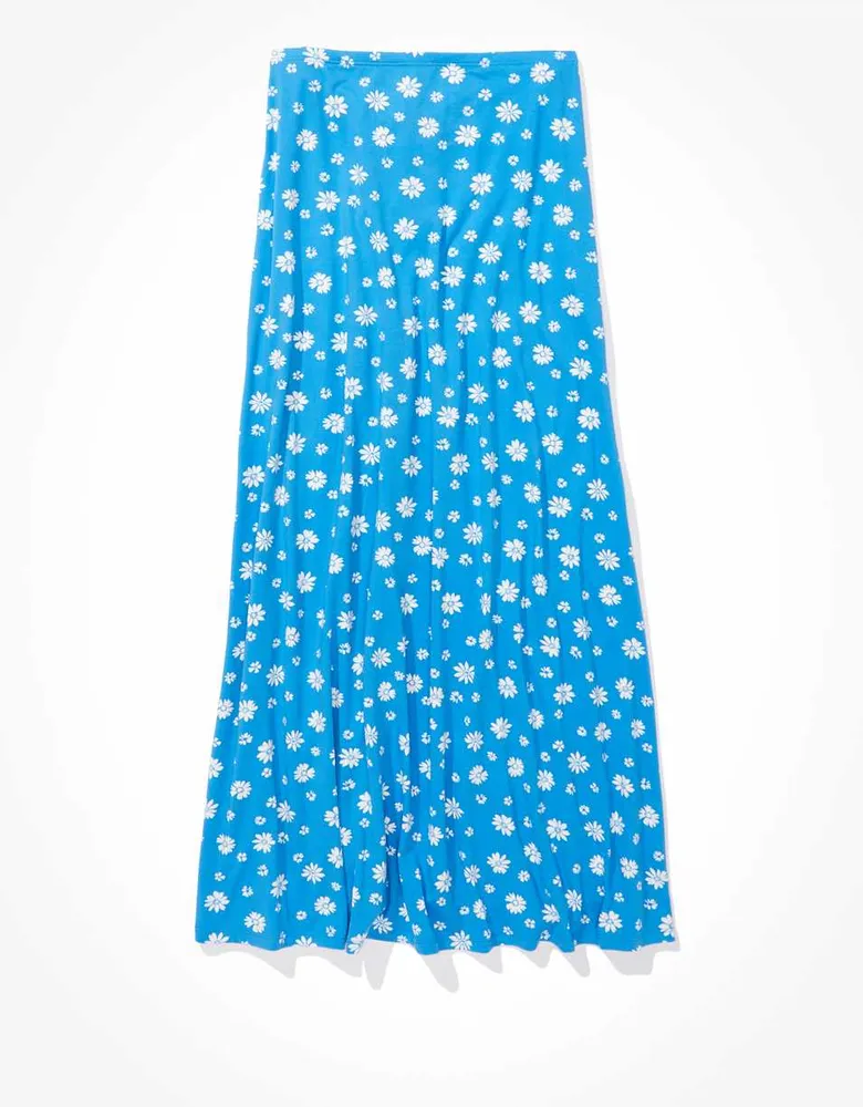 AE Floral Ruched Midi Skirt