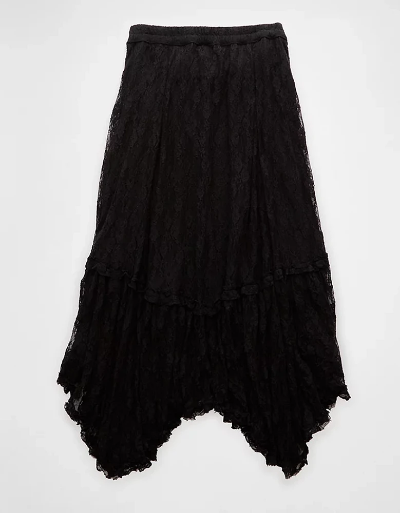 AE High-Waisted Handkerchief Hem Lace Maxi Skirt