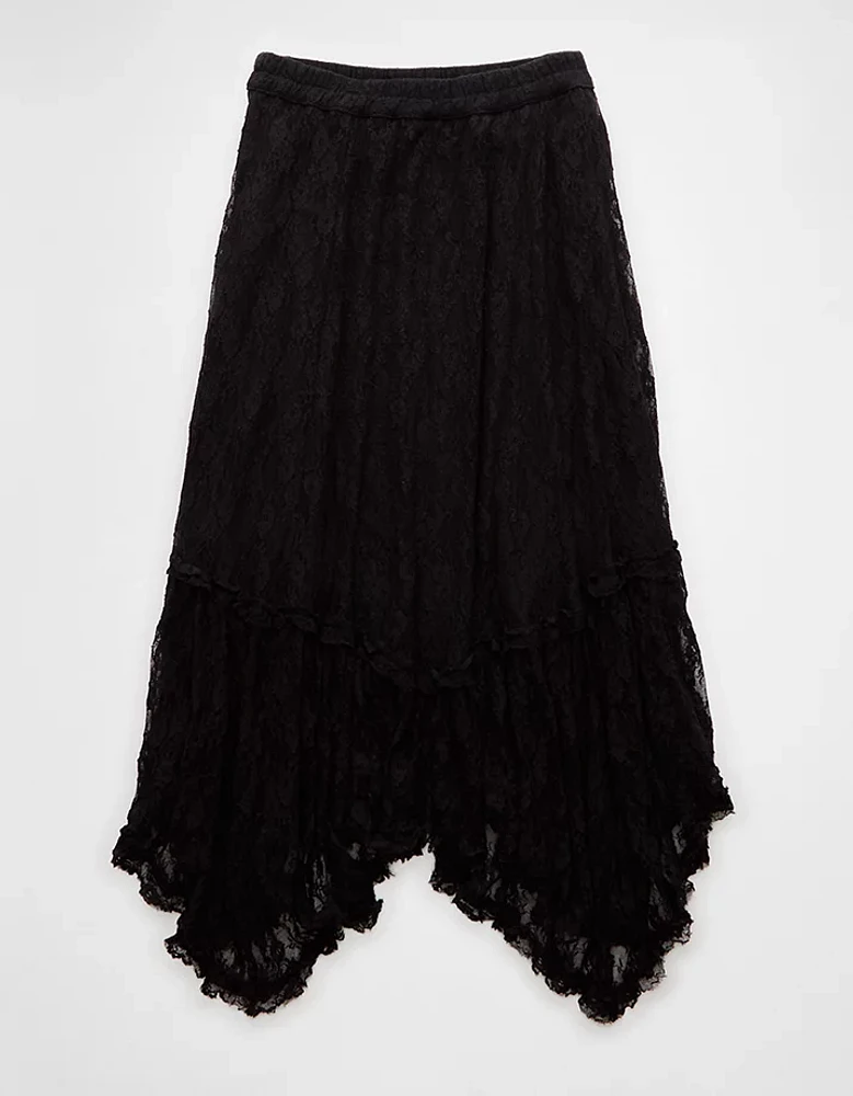 AE High-Waisted Handkerchief Hem Lace Maxi Skirt