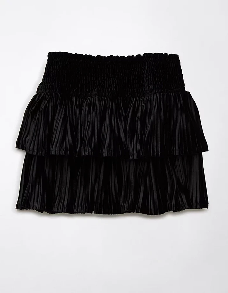 AE Velvet Tiered Mini Skirt