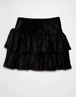 AE Velvet Tiered Mini Skirt