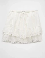 AE High-Waisted Embroidered Ruffle Mini Skirt