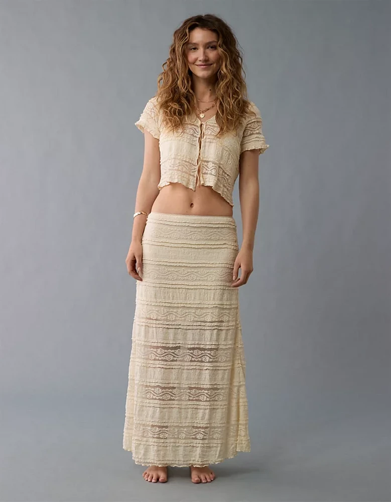 AE High-Waisted Lace Maxi Skirt