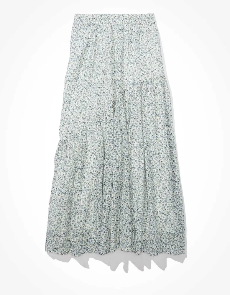 AE Floral Asymmetrical Midi Skirt