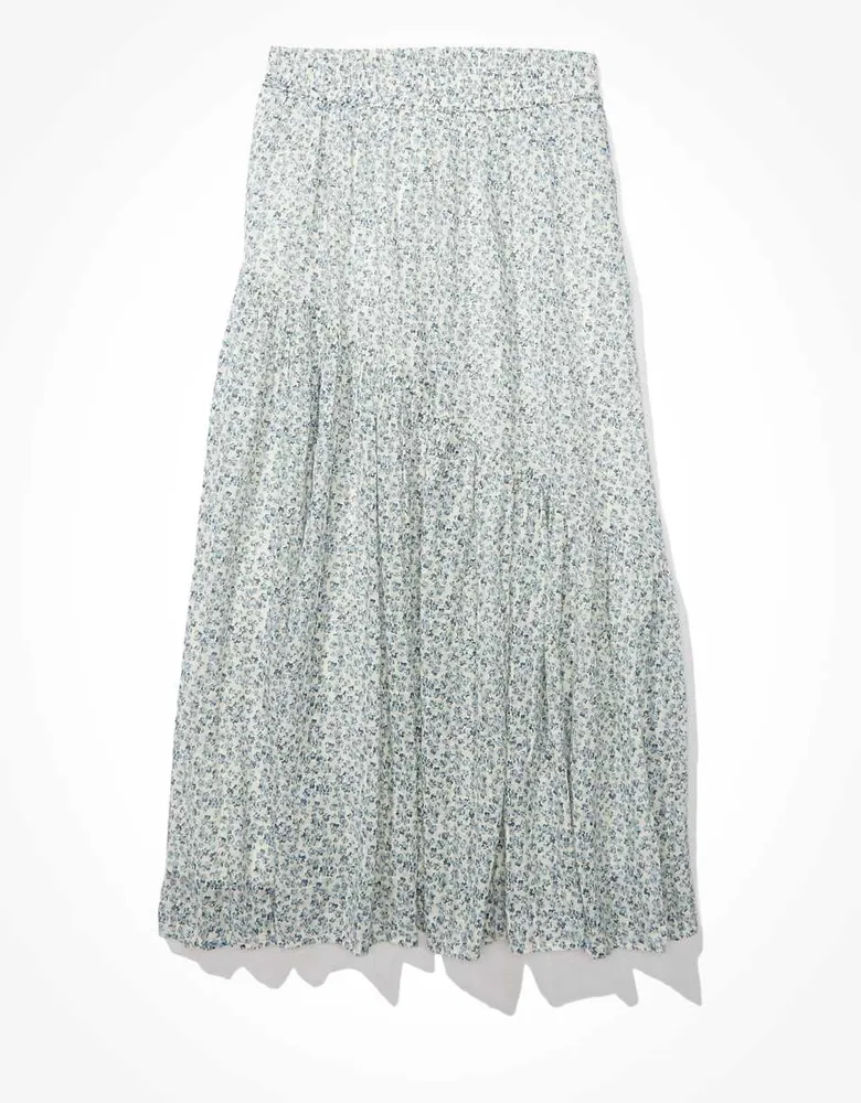 AE Floral Asymmetrical Midi Skirt