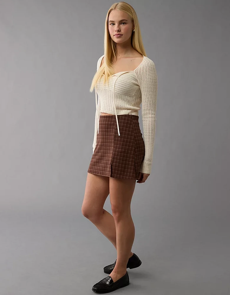 Jupe-short en tricot tendance à carreaux AE