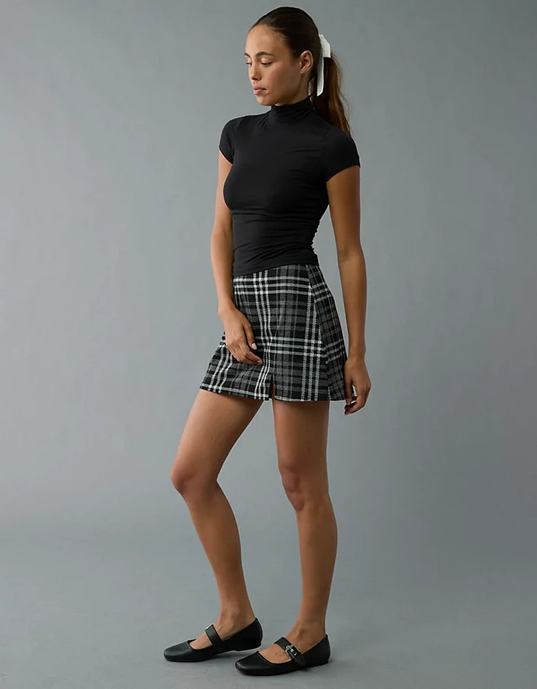 Jupe-short en tricot tendance à carreaux AE