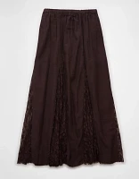 Jupe-short longue avec élément en dentelle à taille haute AE