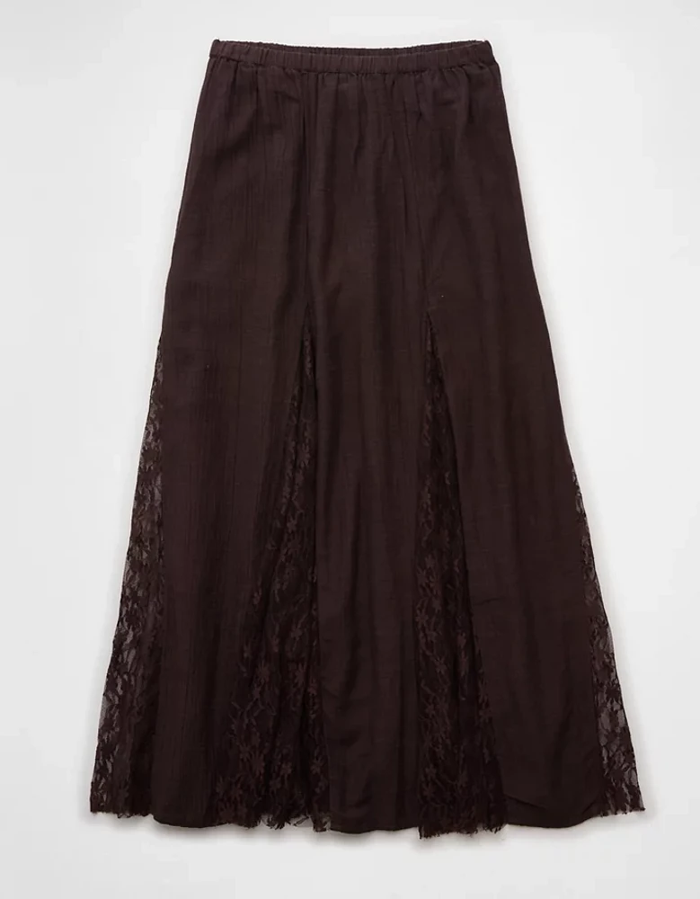 Jupe-short longue avec élément en dentelle à taille haute AE