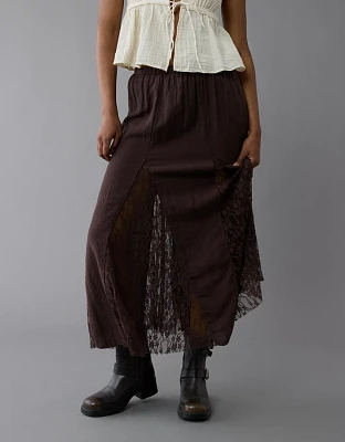 Jupe-short longue avec élément en dentelle à taille haute AE