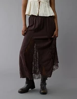 Jupe-short longue avec élément en dentelle à taille haute AE