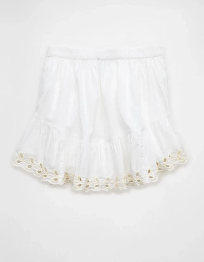 AE High-Waisted Embroidered Eyelet Mini Skirt
