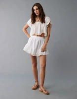 AE High-Waisted Embroidered Eyelet Mini Skirt