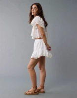 AE High-Waisted Embroidered Eyelet Mini Skirt