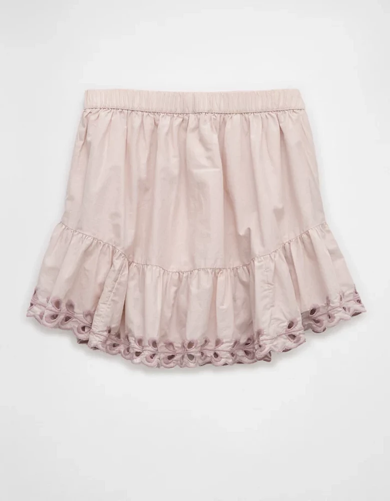 AE High-Waisted Embroidered Eyelet Mini Skirt