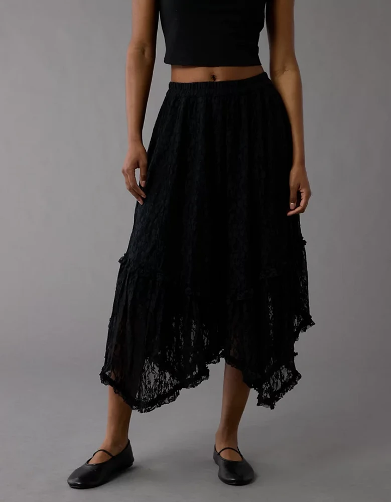 AE Lace Handkerchief Hem Maxi Skirt