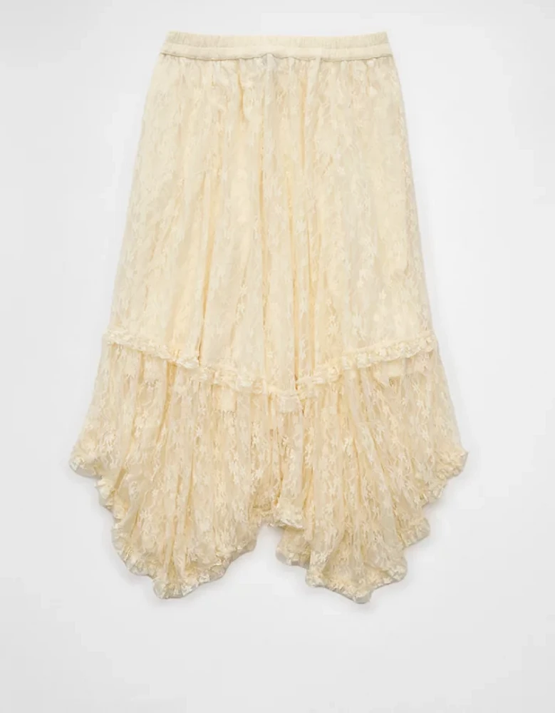 AE Lace Handkerchief Hem Maxi Skirt