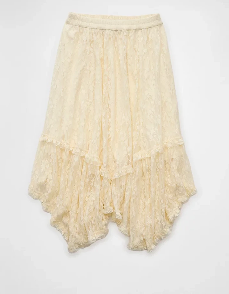 AE Lace Handkerchief Hem Maxi Skirt